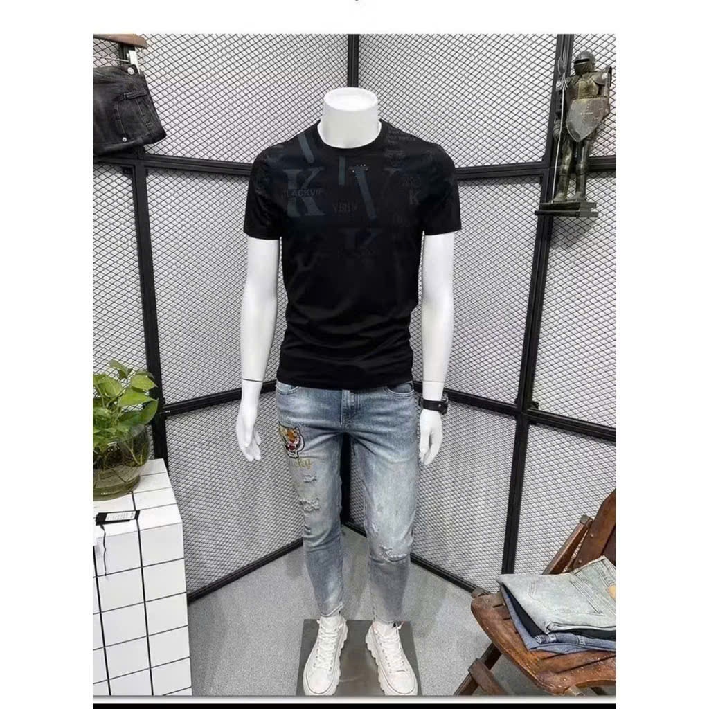 Áo thun nam cổ tròn tay ngắn in họa tiết KV cực đẹp,chất vải cotton co giãn thoáng mát trẻ trung năng động Menswear Top