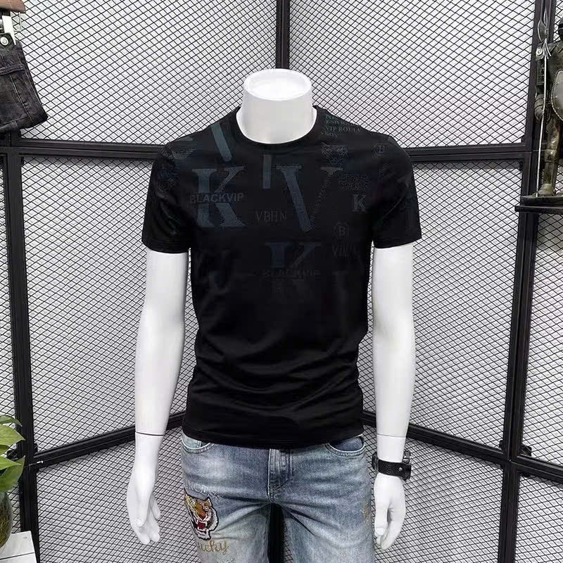 Áo thun nam cổ tròn tay ngắn in họa tiết KV cực đẹp,chất vải cotton co giãn thoáng mát trẻ trung năng động Menswear Top