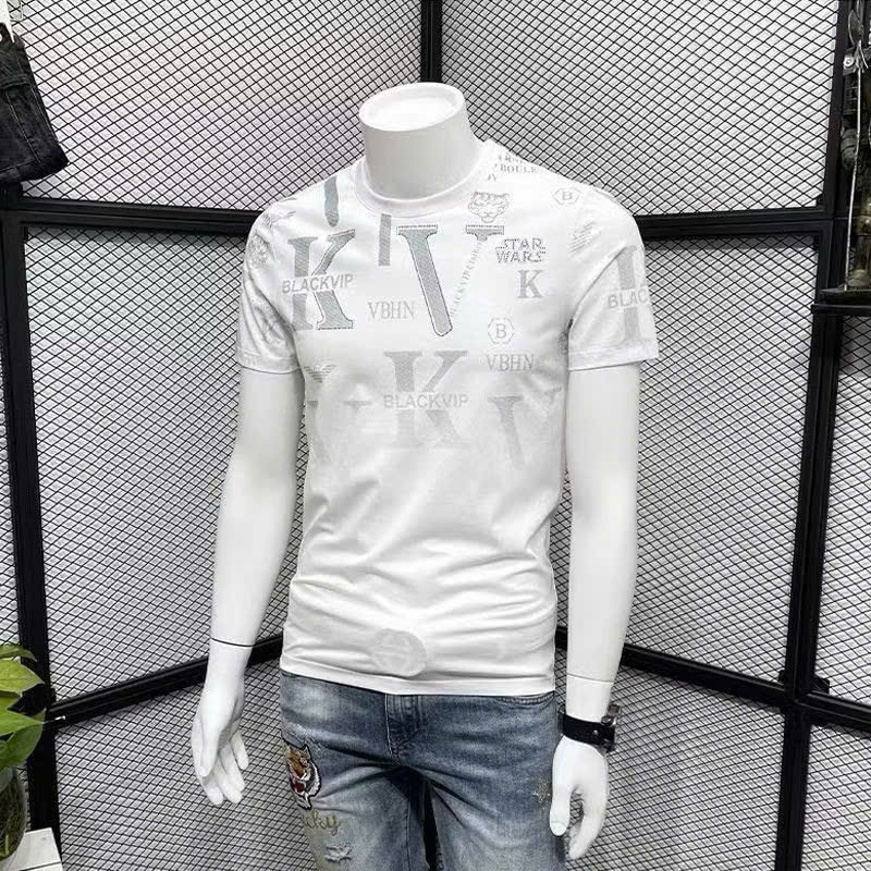 Áo thun nam cổ tròn tay ngắn in họa tiết KV cực đẹp,chất vải cotton co giãn thoáng mát trẻ trung năng động Menswear Top
