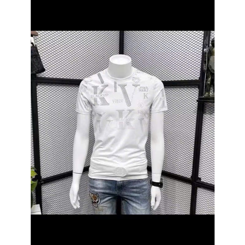 Áo thun nam cổ tròn tay ngắn in họa tiết KV cực đẹp,chất vải cotton co giãn thoáng mát trẻ trung năng động Menswear Top