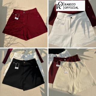 Quần short jean nữ cạp cao ống rộng, quần short ngắn màu đỏ hot trend phong cách Y2K_C63
