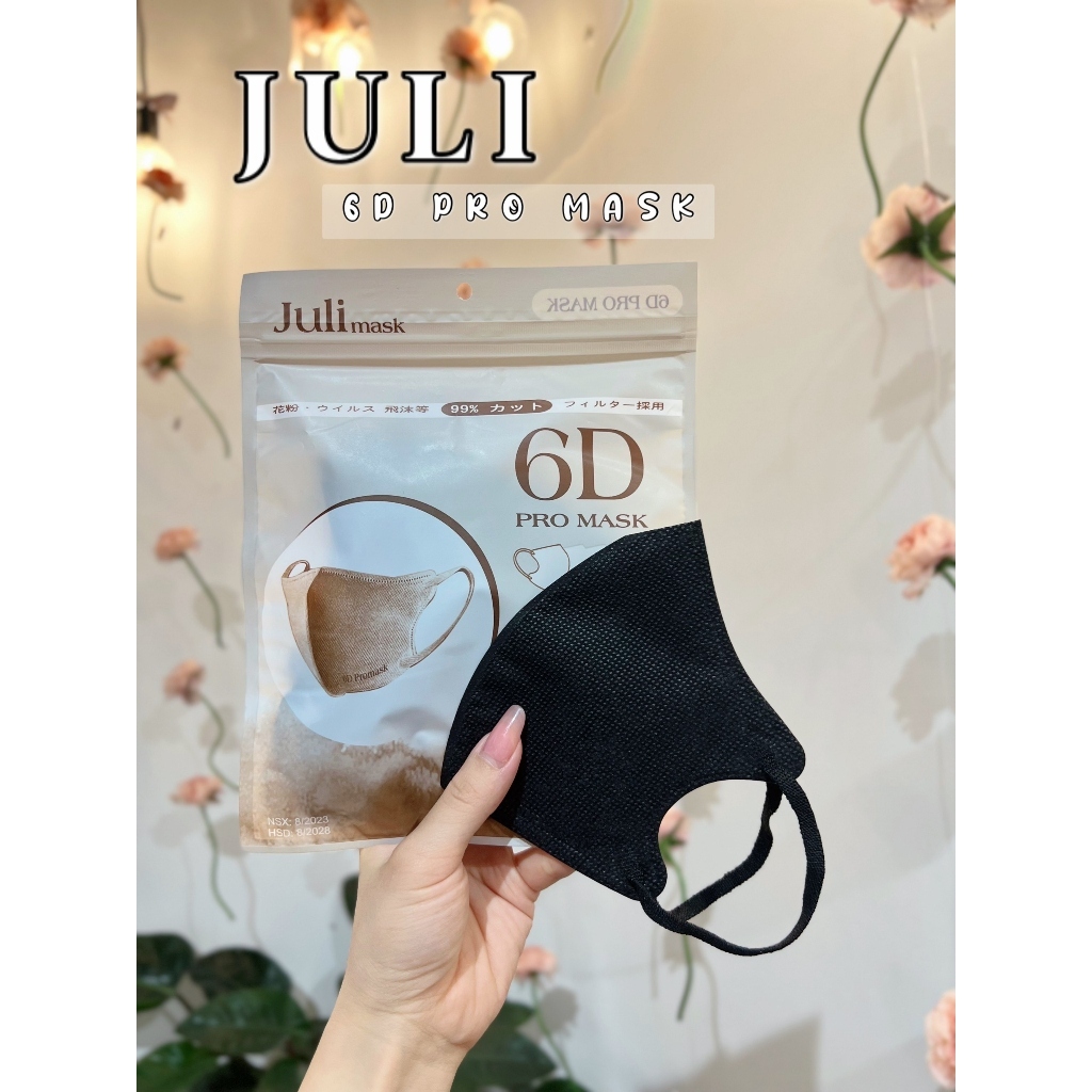 Sét 100 chiếc Khẩu trang 6D JULI Mask 3 lớp kháng khuẩn mẫu form rộng chắn nắng tốt
