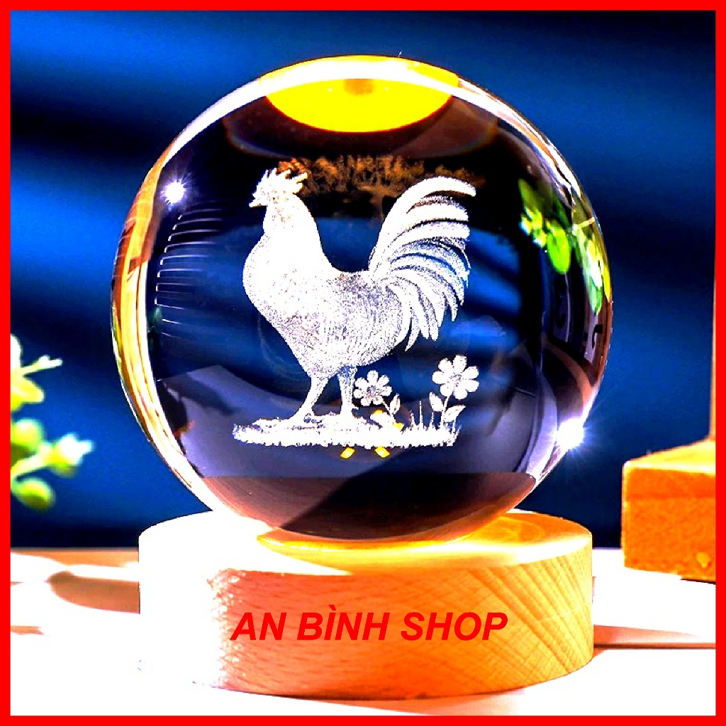 ( Hàng loại 1 ) Quả Cầu Pha Lê 3D, Qùa Tặng Giáng Sinh, Quà Lưu Niệm, Hình 12 Con Giáp, quả cầu pha lê