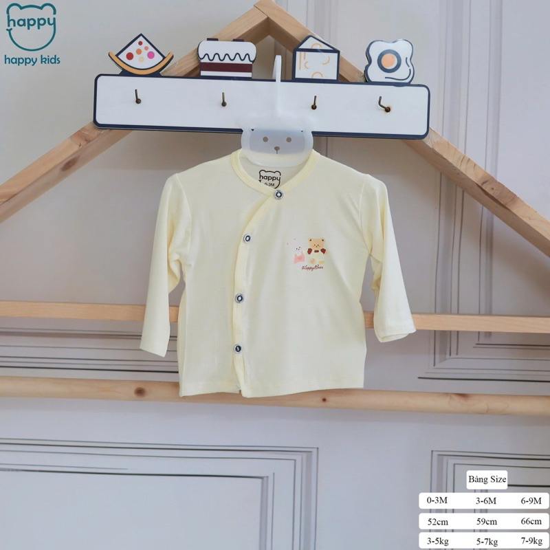 (HK 020) SET 3-5 Áo Dài Tay HAPPY KIDS Sơ Sinh PepTit Chất Thoáng Mát, Mềm Mịn Cho Bé Từ 3 - 9kg