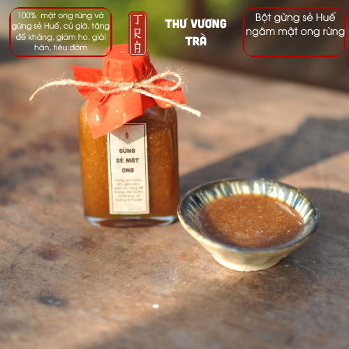 Bột gừng sẻ Huế ngâm mật ong rừng- Thư Vương Trà- đóng chai thủy tinh 100ml