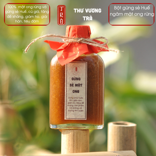 Bột gừng sẻ Huế ngâm mật ong rừng- Thư Vương Trà- đóng chai thủy tinh 100ml