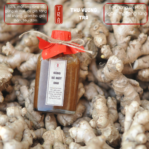 Bột gừng sẻ Huế ngâm mật ong rừng- Thư Vương Trà- đóng chai thủy tinh 100ml