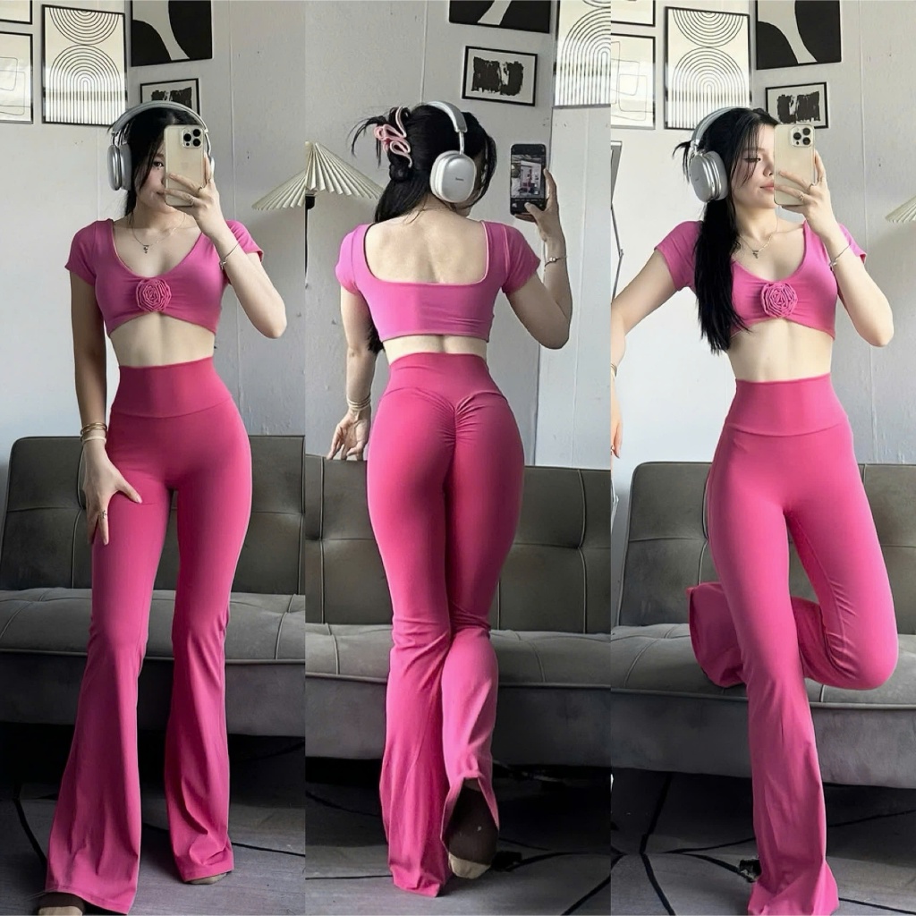 Áo Croptop Đính Hoa Rose C7 Tôn Lưng Thể Thao Kèm Mút Tập Gym-Yoga-Aerobic GYMMY (KHÔNG KÈM QUẦN)⚡️ Hàng Xuất Khẩu⚡️