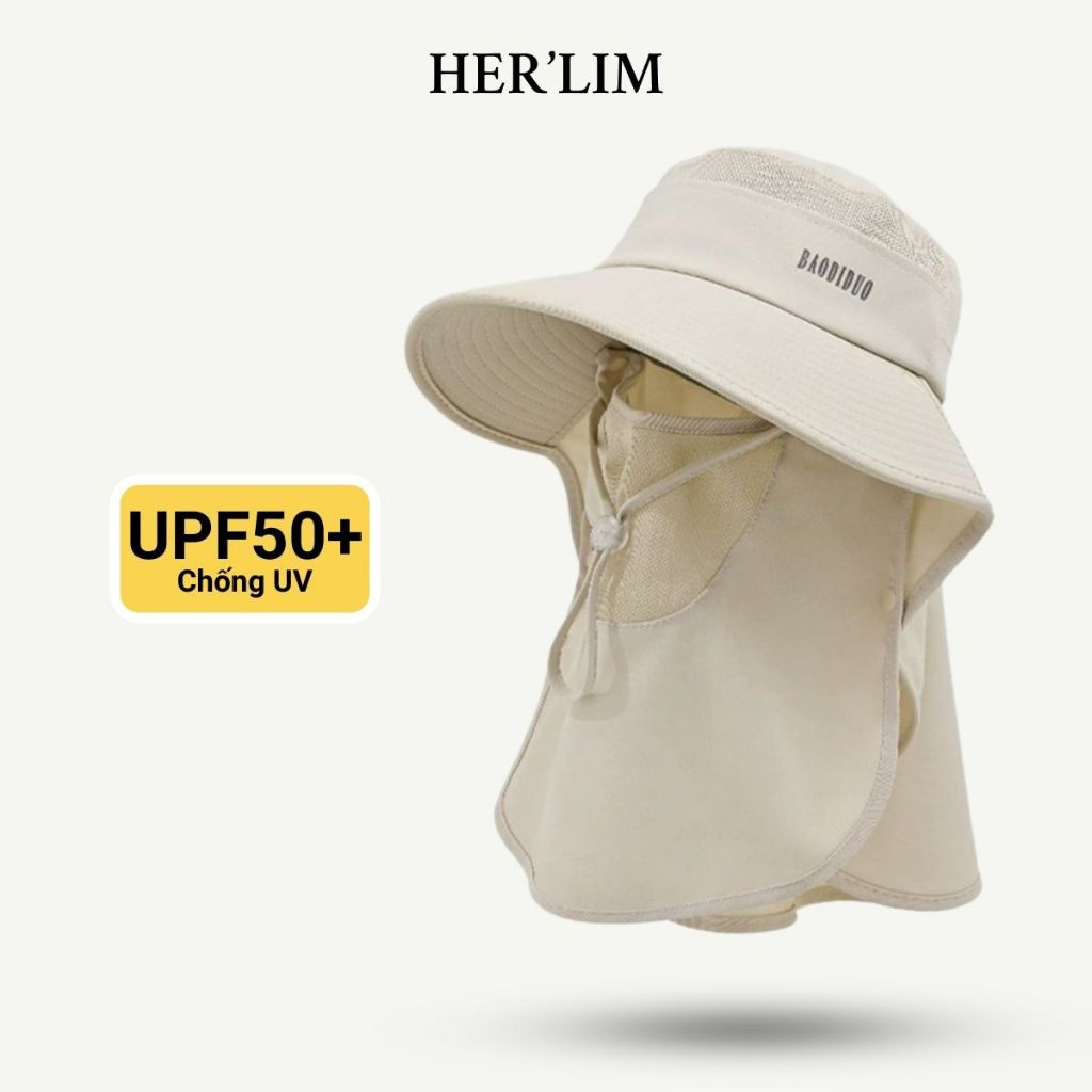 Mũ Chống Nắng Nữ HERLIM UPF50+ Chống Tia UV, Tia Cực Tím, Mũ Che Nắng Đi Biển Có Khẩu Trang Thoáng Khí Không Mùi