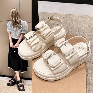 Sandal nữ tăng chiều cao quai nhún khóa kim loại , dép đế bệt êm chân đi học đi chơi mã 55
