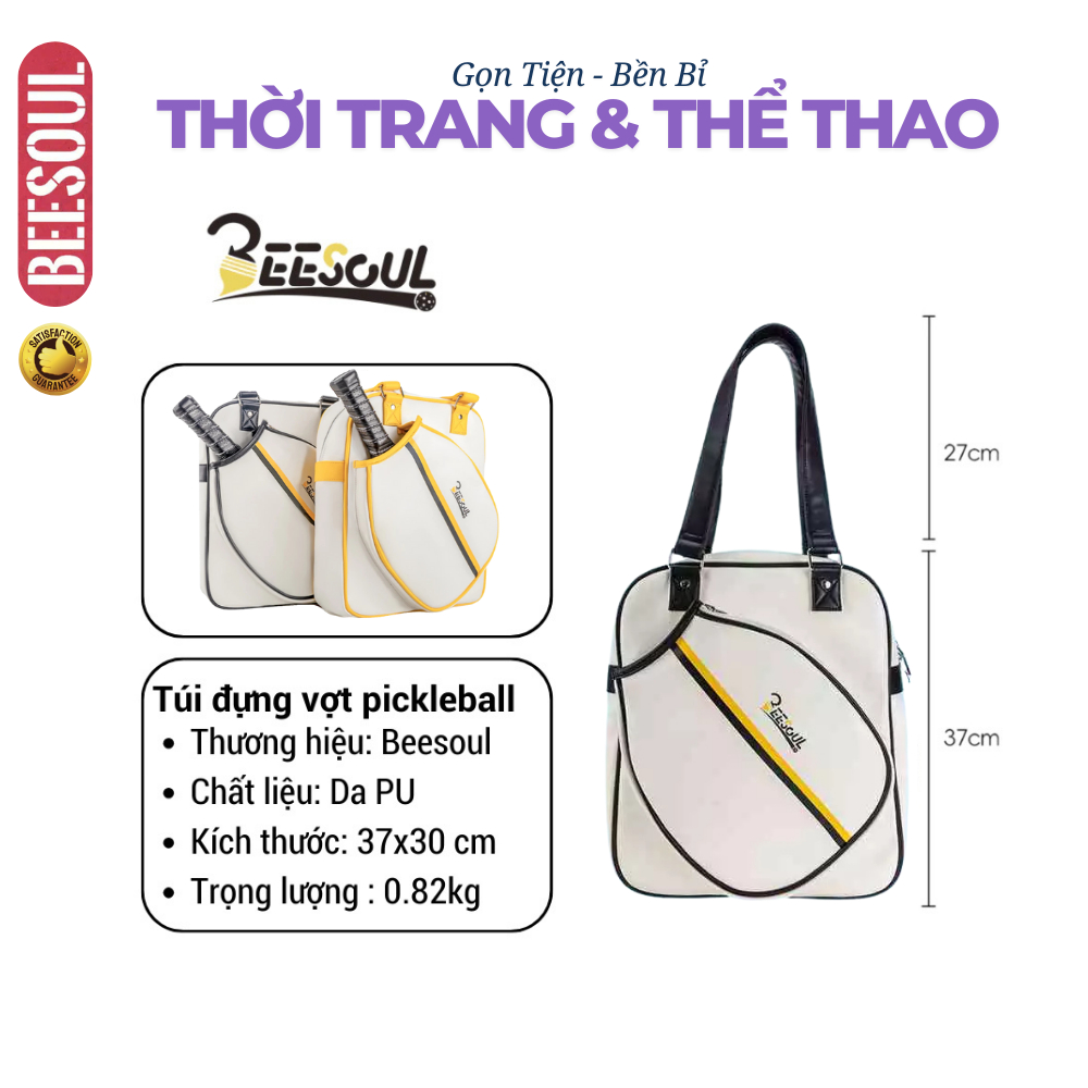 Túi đựng vợt Pickleball Beesoul nam nữ da PU túi thể thao thời trang nhiều ngăn đựng đồ tiện lợi BS