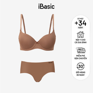 [MUA ÁO TẶNG QUẦN] Bộ đồ lót nữ iBasic áo ngực có gọng mút vừa và quần không đường may lưng vừa BRAW130+V119