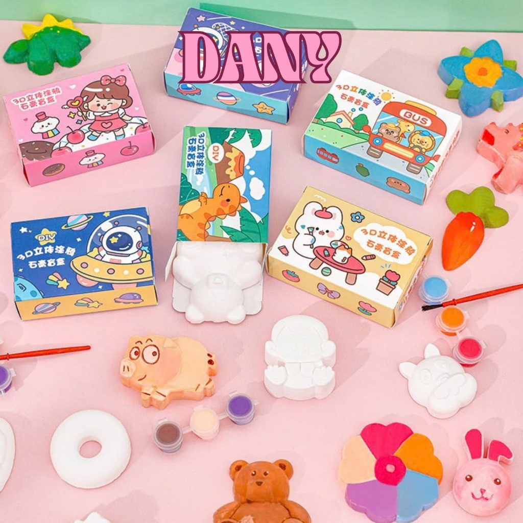 HK0047 DANY COMBO 10 ĐỒ CHƠI TÔ TƯỢNG THẠCH CAO MINI HÌNH DÁNG DỄ THƯƠNG CHO BÉ SÁNG TẠO (SẴN CỌ, MÀU)