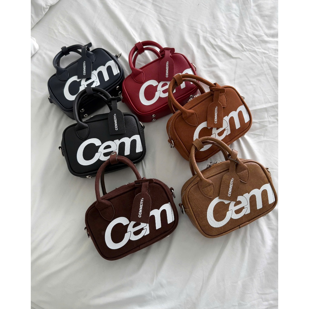 Túi Đeo Chéo Brick CEMMERY Local Brand Size Mini Form Vuông Đựng Vừa Điện Thoại Da PVC và Da Lộn