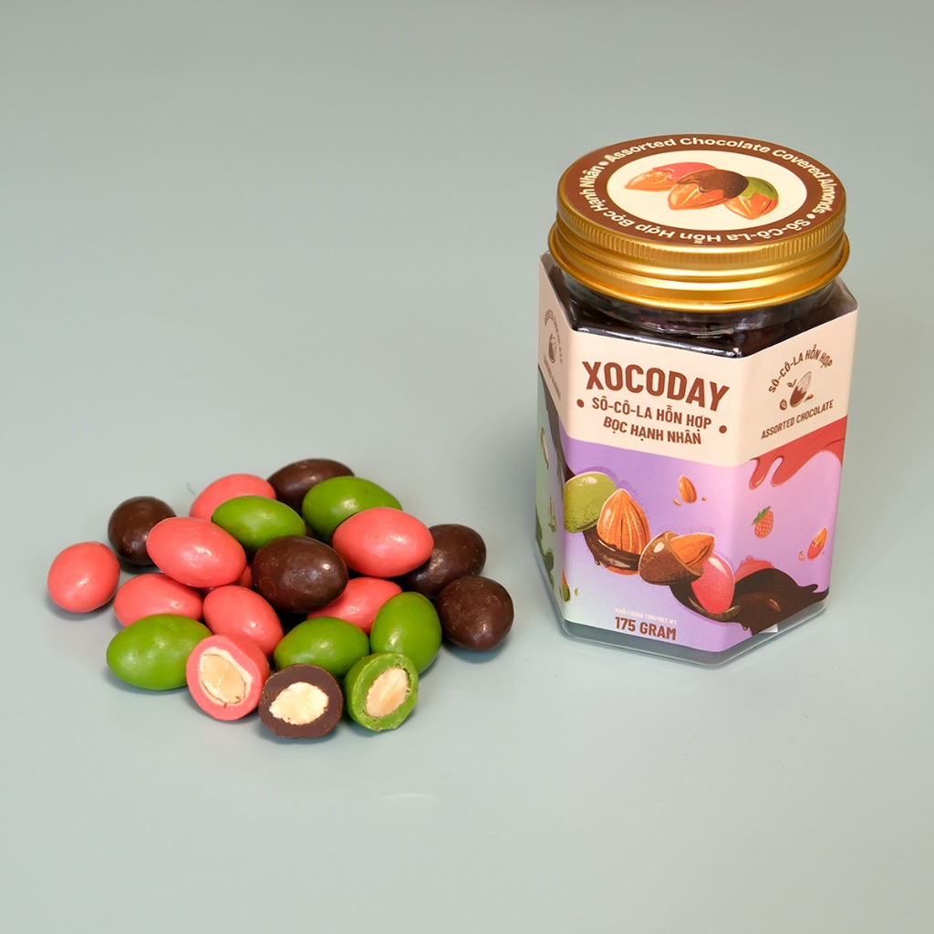 Ảnh Sô-cô-la bọc hạnh nhân Mix vị - Xocoday - Hủ 175g - Heyday 1