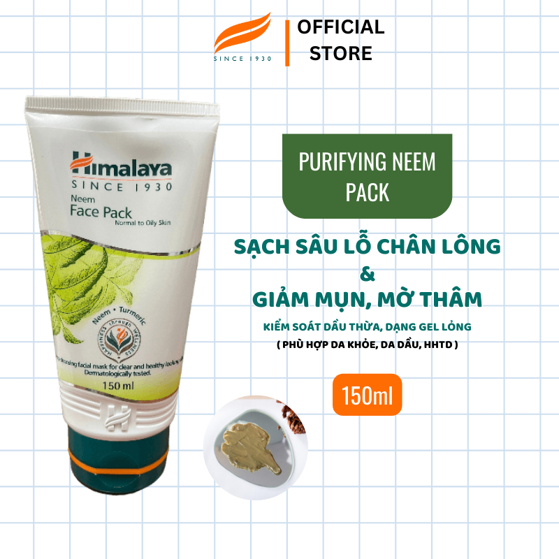 Ảnh Mặt nạ đất sét lá neem loại bỏ mụn, bã nhờn và mờ thâm Himalaya Neem Face Pack 150ml 2