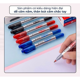 Hộp 10 cây lông dầu 2 đầu PM 04, bút dạ kính 2 đầu Pm04 loại rẻ, dạ kính 2 đầu, dạ lông dầu 2 đầu mực không tẩy