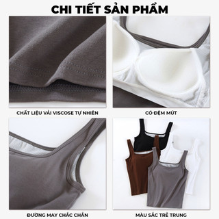 Áo ba lỗ nữ cao cấp có đệm chất vải Cotton  tự nhiên mềm mại thoáng mát MELINFA VAA0557
