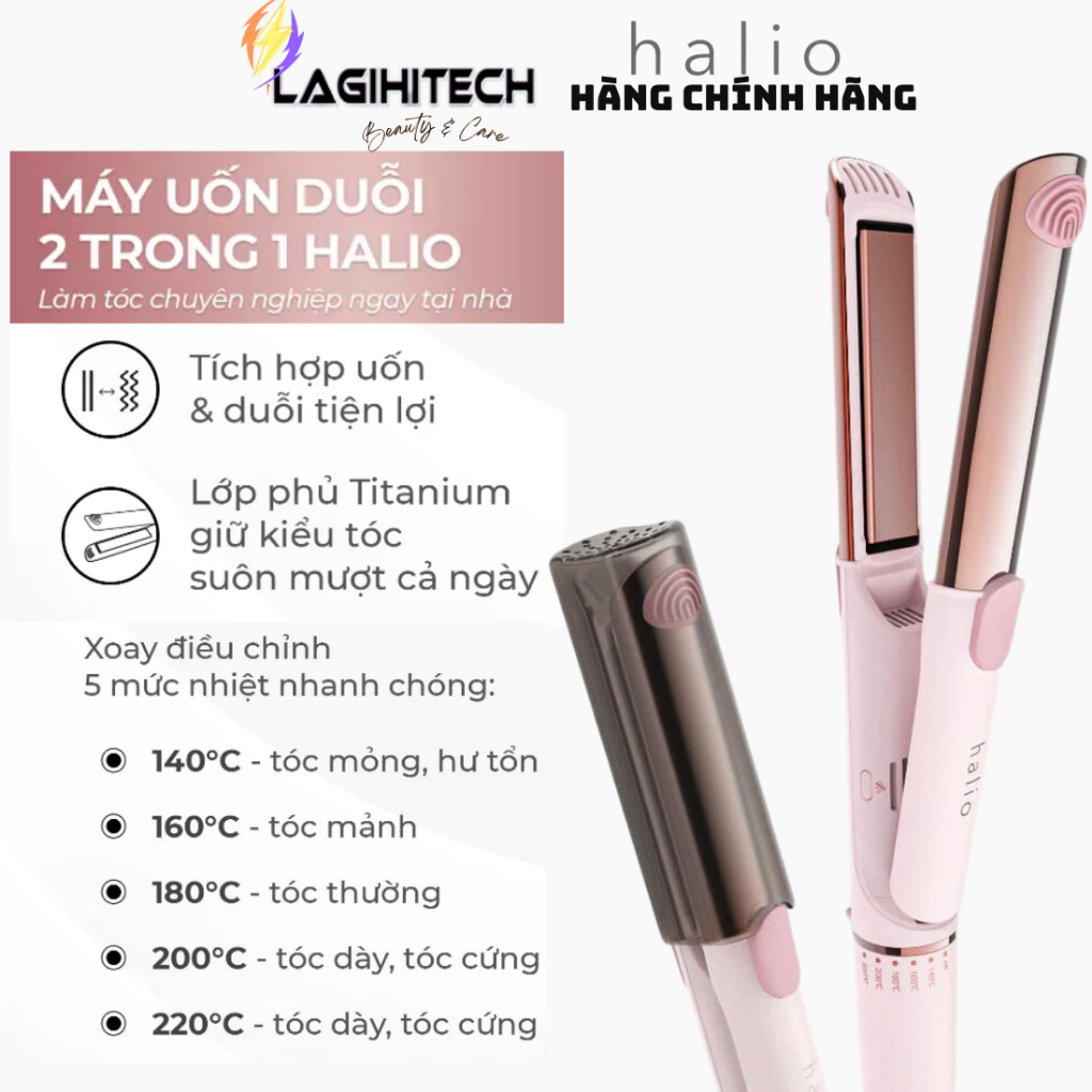 (Lagihitech) Máy Uốn Duỗi Tạo Kiểu Halio 2 In 1 Airplus Hair Styler - Chính Hãng - BH 2 năm