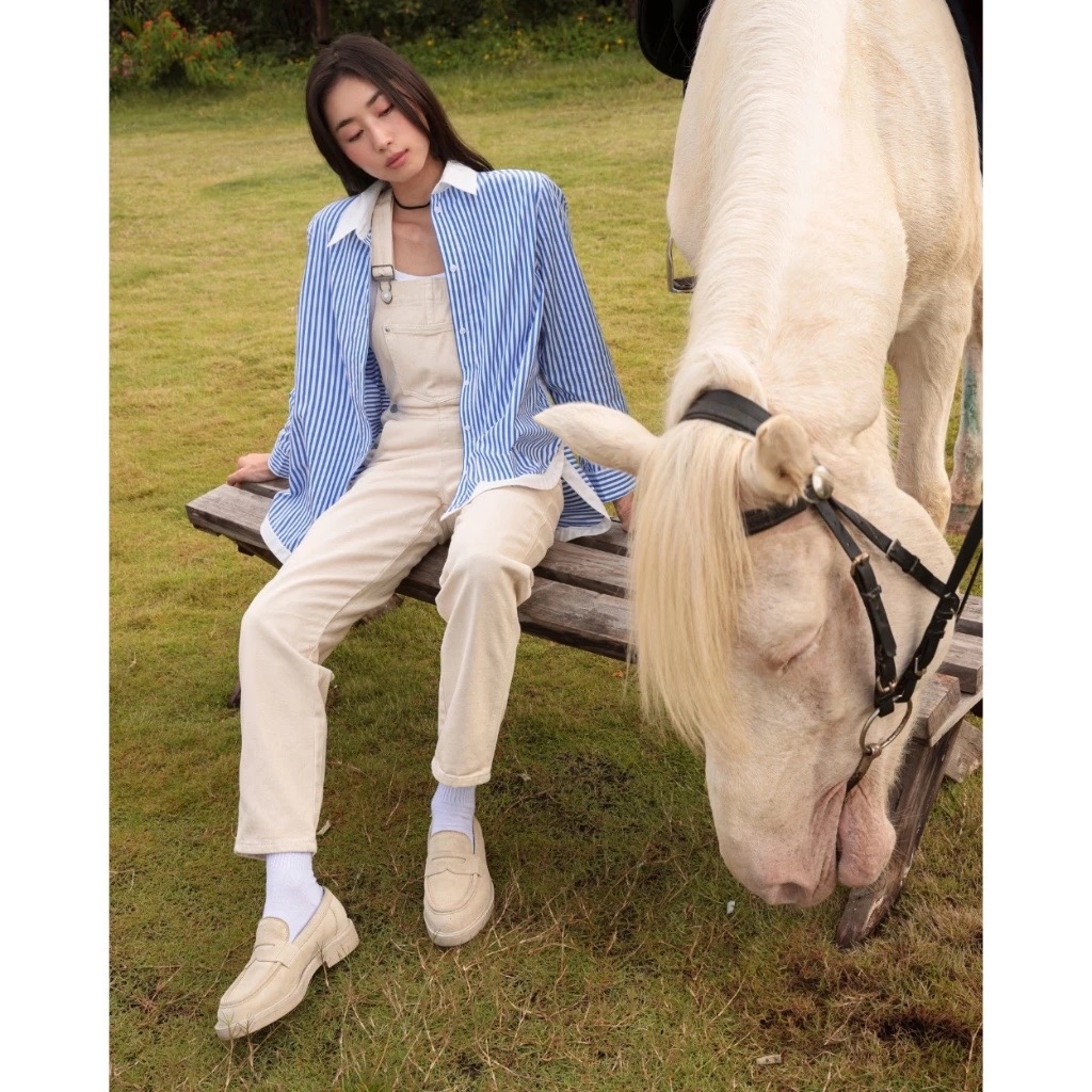 TheBlueTshirt - Áo Sơ Mi Phom Rộng Kiểu Nữ - Modern Arc Oversized Shirt - Women
