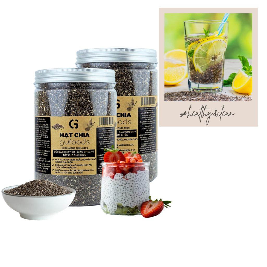 Ảnh Combo 2 Hạt chia GUfoods - Giàu chất xơ và Omega-3, Tốt cho hệ tiêu hoá, Lành mạnh, Healthy, Eat clean (100g/600g) 1