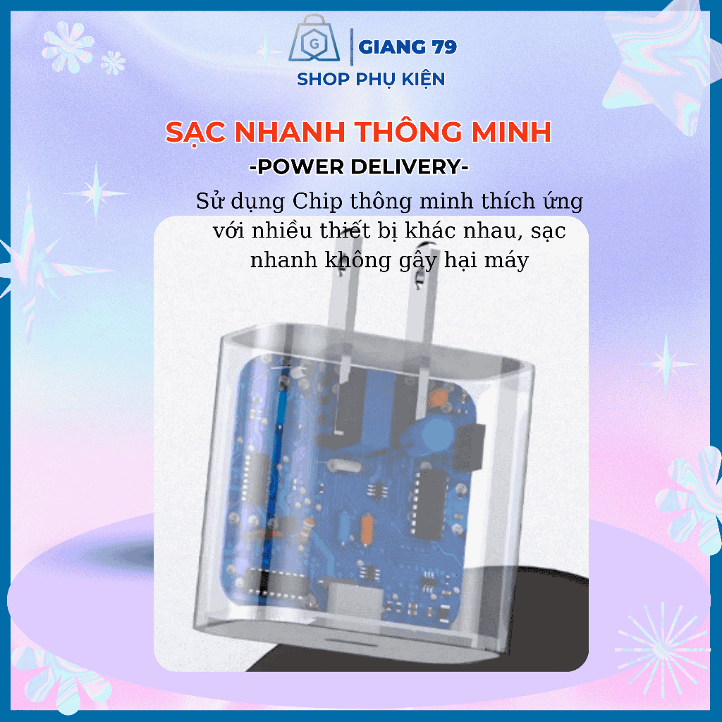 Bộ Sạc PD 20W Siêu Nhanh l| Sạc Không Nóng, An Toàn, Bảo hành 12 tháng, 30 phút đầy 50% pin