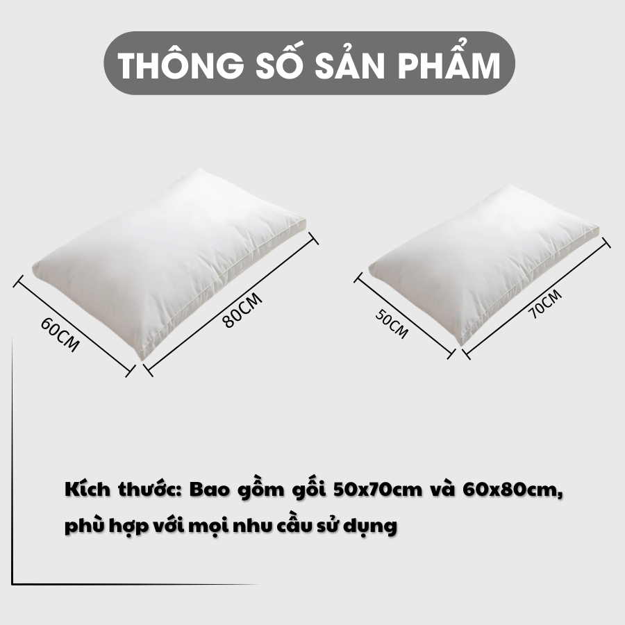 Ảnh Gối Ngủ Microfiber Cao Cấp Ruột Gối Lông Vũ Gối Chuẩn Khách Sạn 5 Sao Thiết Kế Sang Trọng Êm Ái Mềm Mại Chuẩn Oeko-Tek 2