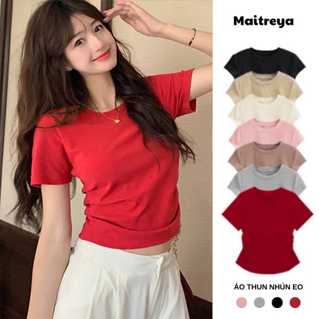 Áo Nữ Thắt Eo Chất Thun Cotton Mịn Mẫu Mới Mặc Xinh Tôn Dáng