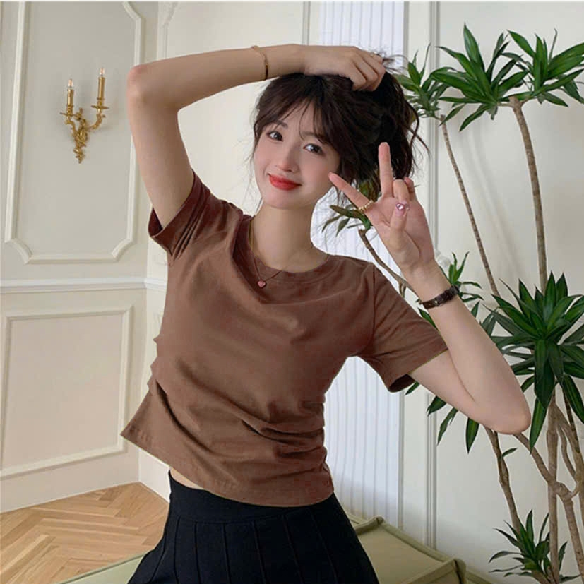 Áo Nữ Thắt Eo Chất Thun Cotton Mịn Mẫu Mới Mặc Xinh Tôn Dáng