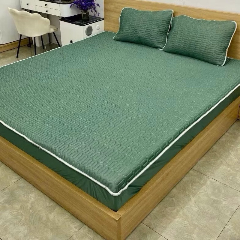 Ảnh Chiếu điều hoà boc chun vải tencel bodecor mát mẻ, kháng khuẩn, không mùi hôi cao su tặng kèm 2 vỏ gối đầu 4