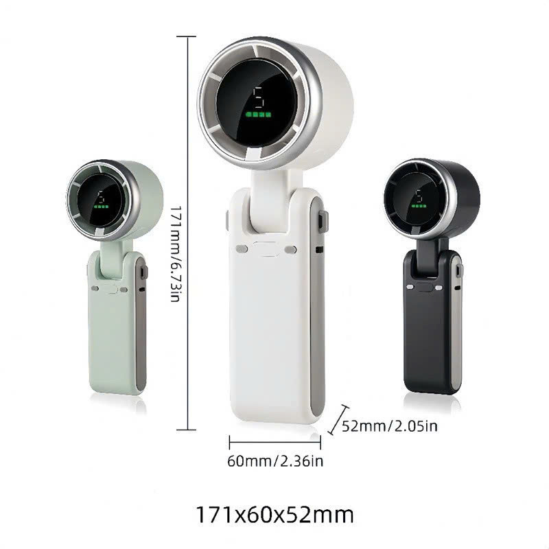 Quạt cầm tay mini 5 cấp độ gió Quạt tích điện mini 3600 mAh màn hình hiển thị pin tuabin gió mạnh