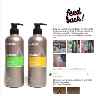 Dầu gội dầu xả KERATIN MARUBI 750ml,cặp gội xả Marubi phục hồi,dầu gội cặp giảm rụng tóc chính hãng