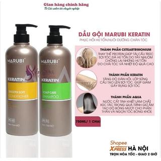 Dầu gội dầu xả KERATIN MARUBI 750ml,cặp gội xả Marubi phục hồi,dầu gội cặp giảm rụng tóc chính hãng
