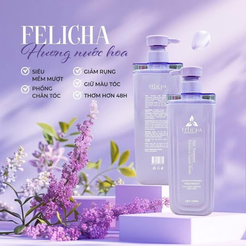 [ Chính Hãng ] Dầu gội  Felicha 750ml dưỡng tóc phục hồi và chăm sóc tóc
