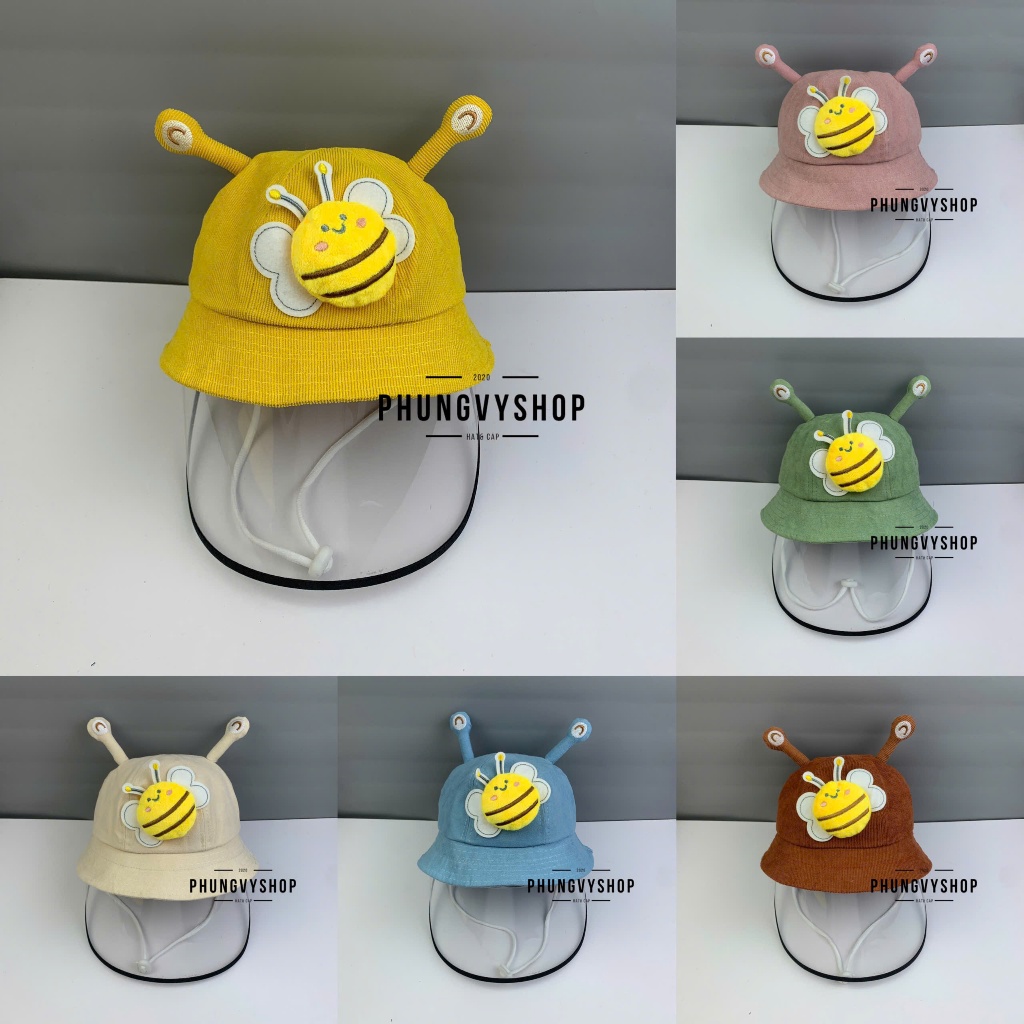 BÉ Dưới 2 Tuổi_Mũ chống giọt bắn chắn gió bụi mưa bucket tai bèo vành phungvyshop-nón / Bo "KIẾNG" CON ONG/