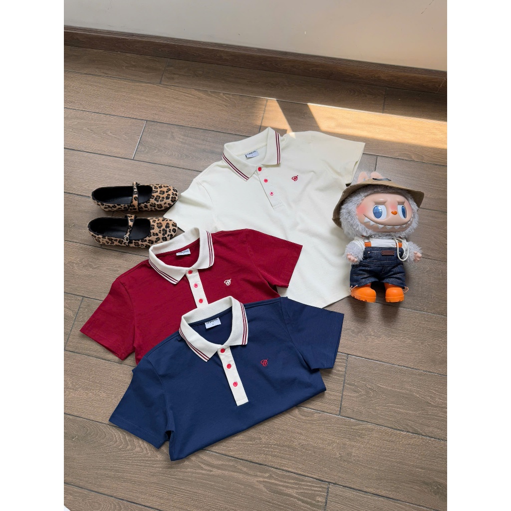 Áo Baby Polo CEMMERY Local Brand Puffy Áo Polo Nữ Tay Ngắn Cotton 2 Chiều Logo Thêu Nổi Khối 3 Màu