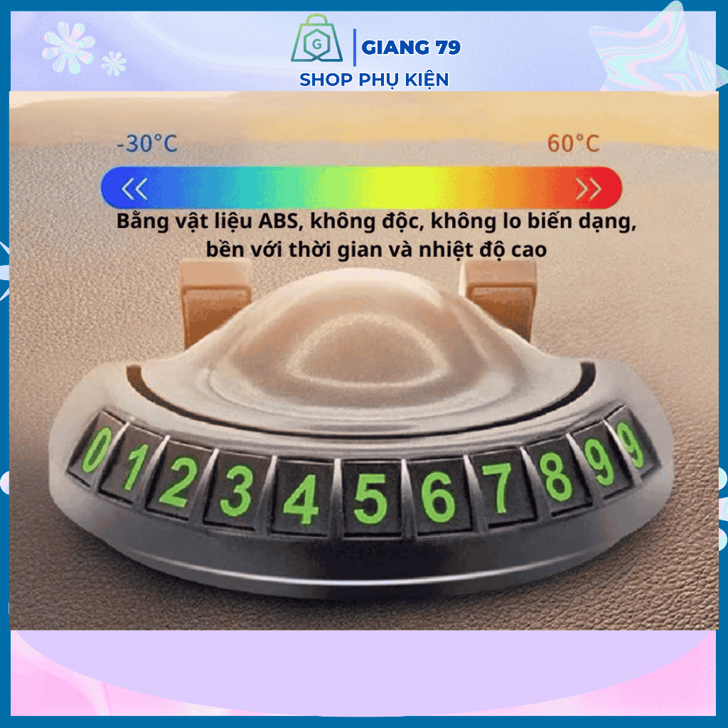 Giá Kẹp Điện Thoại Kèm Bảng Số Điện Thoại Trên ô tô, Xoay 360 độ, Đế Chống Trượt