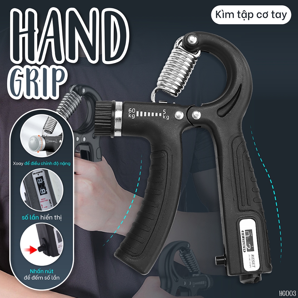 Ảnh BG- Kìm Tập Cơ Tay,Kìm Bóp Tay Dụng Cụ Tập Gym Tại Nhà Điều Chỉnh Lực Có Đếm 3