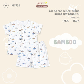 Bộ cộc tay cài thẳng cho bé nhà Mẹ và Con+ nhiều họa tiết đáng yêu vải sợi tre mềm mịn từ 5M đến 6Y