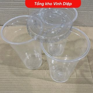 50 cốc nhựa PP 500ml, cốc 1 lần chịu nhiệt, cốc chè,trà sữa,sinh tố , cháo có nắp bằng