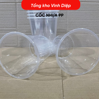 50 cốc nhựa PP 500ml, cốc 1 lần chịu nhiệt, cốc chè,trà sữa,sinh tố , cháo có nắp bằng
