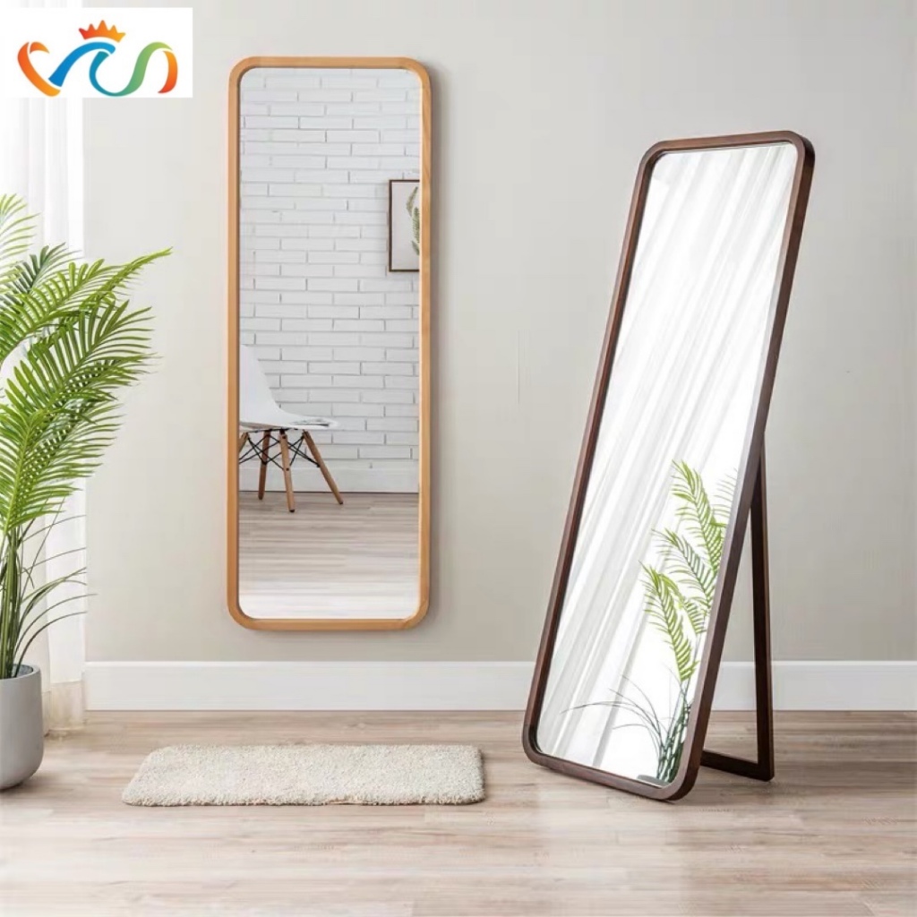 Ảnh Gương soi toàn thân khung gỗ tự nhiên VUADECOR nhiều màu treo tường kích thước 50x150cm 1