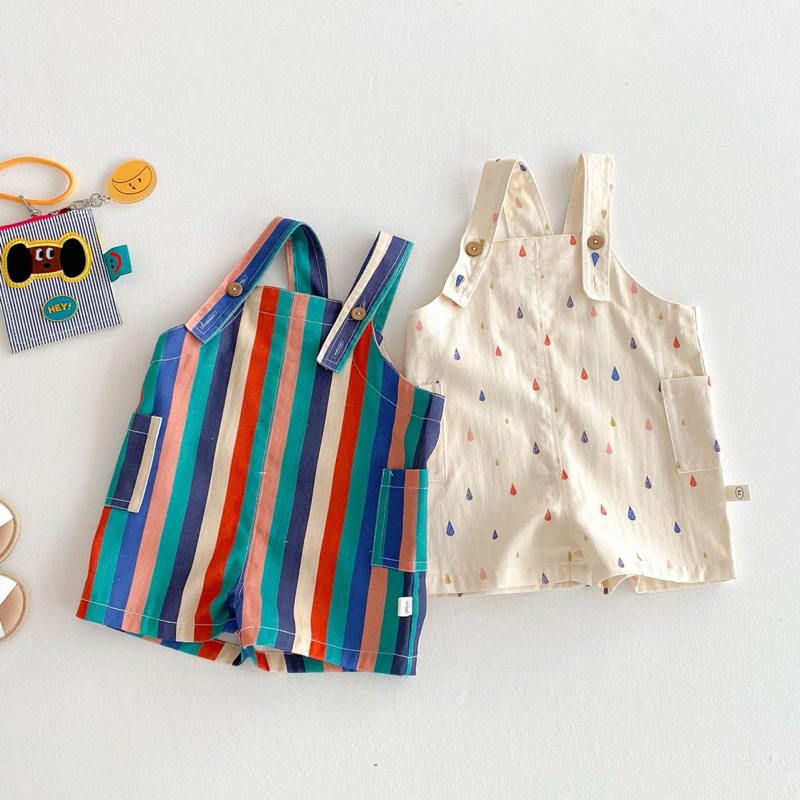 (Order) Yếm đùi có dây đeo điều chỉnh hoạ tiết kẻ sọc, chấm giọt nước ngộ nghĩnh dành cho bé trai - bé gái