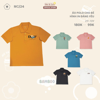 Áo POLO thương hiệu nhà Me & Con+ cho bé in hình gấu đáng yêu, vải mát mẻ size từ 2 tuổi đén 13 tuổi