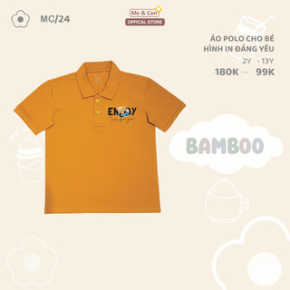 Áo POLO thương hiệu nhà Me & Con+ cho bé in hình gấu đáng yêu, vải mát mẻ size từ 2 tuổi đén 13 tuổi