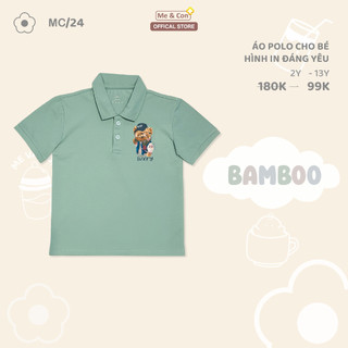 Áo POLO thương hiệu nhà Me & Con+ cho bé in hình gấu đáng yêu, vải mát mẻ size từ 2 tuổi đén 13 tuổi