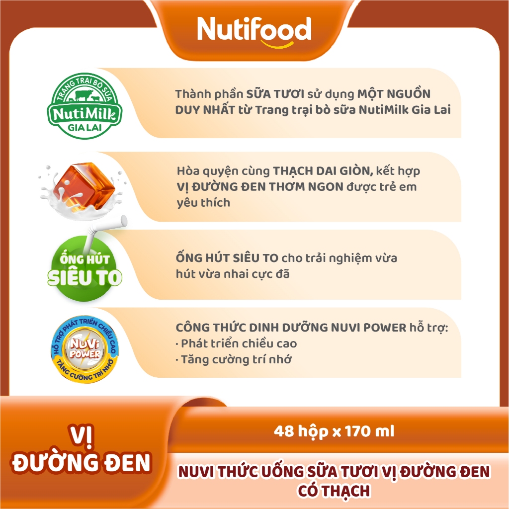 Ảnh NuVi Thức Uống Sữa Tươi Có Thạch Vị Đường Đen 170ml (Hộp 170ml x 48) 4