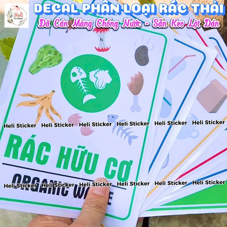 Decal Phân Loại Rác Thải Dán Thùng Rác, Rác Hữu Cơ, Rác Vô Cơ, Rác Tái ...