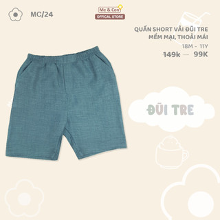 Quần short nhà Me & Con+ cạp chun cho bé trai vải đũi tre mềm mịn, thấm hút mồ hôi
