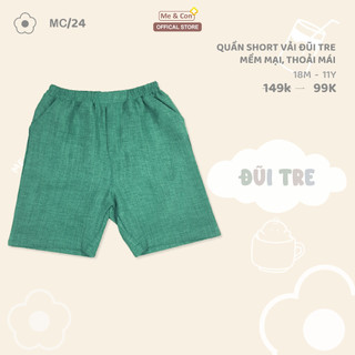 Quần short nhà Me & Con+ cạp chun cho bé trai vải đũi tre mềm mịn, thấm hút mồ hôi